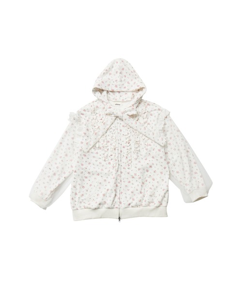 Lolime by mellfy memory(ロリミー バイ メルフィーメモリー)の「ribbon frill hood zip-up(パーカー・レディース・グレー/ピンク/ホワイト・FREE)」の3枚目の写真