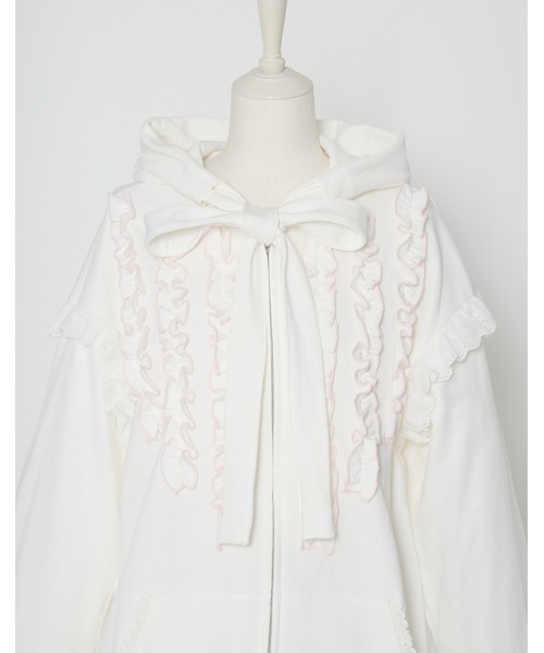 Lolime by mellfy memory(ロリミー バイ メルフィーメモリー)の「ribbon frill hood zip-up(パーカー・レディース・グレー/ピンク/ホワイト・FREE)」の17枚目の写真