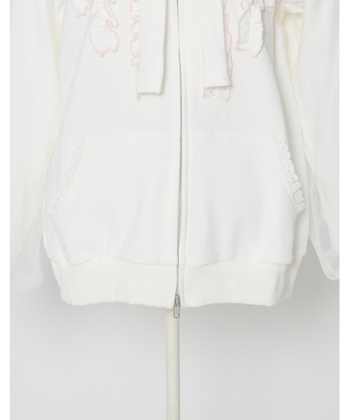 Lolime by mellfy memory(ロリミー バイ メルフィーメモリー)の「ribbon frill hood zip-up(パーカー・レディース・グレー/ピンク/ホワイト・FREE)」の19枚目の写真