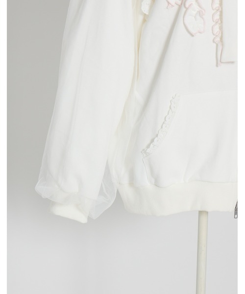 Lolime by mellfy memory(ロリミー バイ メルフィーメモリー)の「ribbon frill hood zip-up(パーカー・レディース・グレー/ピンク/ホワイト・FREE)」の20枚目の写真