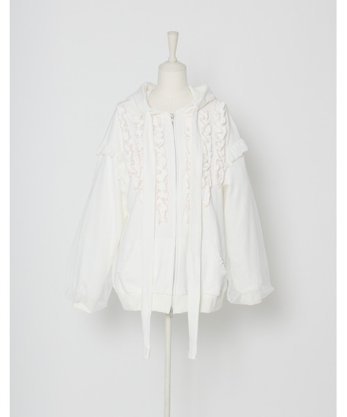 Lolime by mellfy memory(ロリミー バイ メルフィーメモリー)の「ribbon frill hood zip-up(パーカー・レディース・グレー/ピンク/ホワイト・FREE)」の22枚目の写真