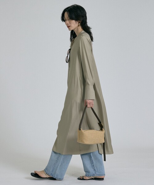 qualite（カリテ）の「【接触冷感】フィブリルシャツワンピース/春服/夏服/オフィスカジュアル/レイヤード（ワンピース・レディース・ブラック・36）」の2枚目の写真