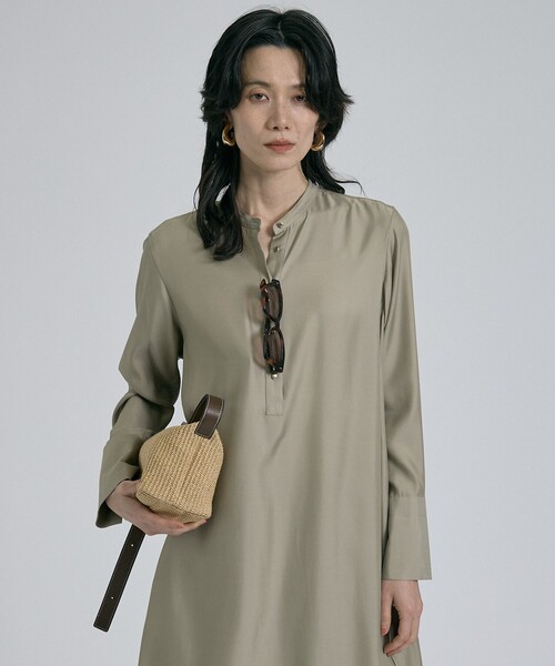 qualite（カリテ）の「【接触冷感】フィブリルシャツワンピース/春服/夏服/オフィスカジュアル/レイヤード（ワンピース・レディース・ブラック・36）」の5枚目の写真