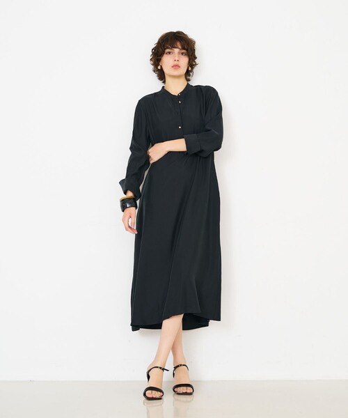 qualite（カリテ）の「【接触冷感】フィブリルシャツワンピース/春服/夏服/オフィスカジュアル/レイヤード（ワンピース・レディース・ブラック・36）」の7枚目の写真