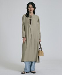 qualite | 【接触冷感】フィブリルシャツワンピース/春服/夏服/オフィスカジュアル/レイヤード(ワンピース)