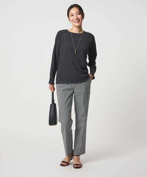 A DAY IN THE LIFE UNITED ARROWS（アデイインザライフユナイテッドアローズ）の「ギンガムチェック ストレートパンツ ‐ウォッシャブル・ストレッチ‐＜A DAY IN THE LIFE＞（スラックス・レディース・ブラック・36/38）」の3枚目の写真