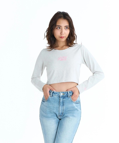 ROXY(ロキシー)の「ROXY ウィメンズ ROXY WITH HEART L/S TEE 長袖Tシャツ ロンT 丈短め【2026年春夏モデル】/ロキシークロップド丈・ショート丈トップス(Tシャツ/カットソー・レディース・ナチュラル/レッド/グレー・LARGE/MEDIUM)」の1枚目の写真