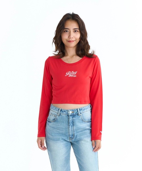 ROXY(ロキシー)の「ROXY ウィメンズ ROXY WITH HEART L/S TEE 長袖Tシャツ ロンT 丈短め【2026年春夏モデル】/ロキシークロップド丈・ショート丈トップス(Tシャツ/カットソー・レディース・ナチュラル/レッド/グレー・LARGE/MEDIUM)」の5枚目の写真