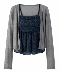 Lis ardent（リスアルダン）の「2点セットアップ/ドットキャミ×編みカーディガン（キャミソール）」