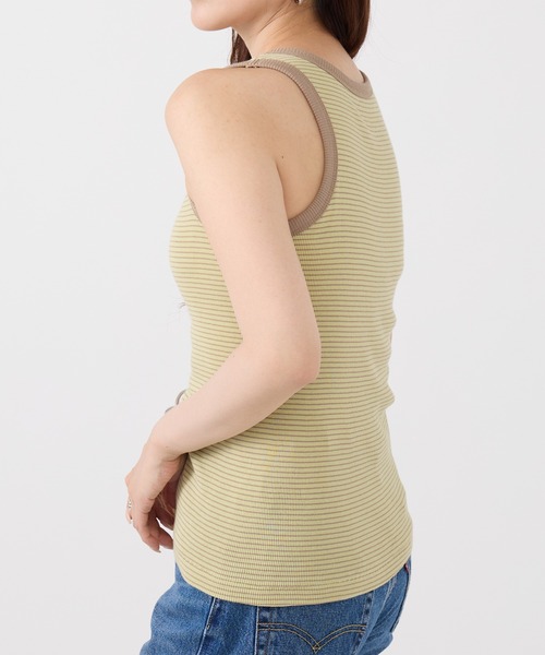 Healthknit(ヘルスニット)の「【Healthknit】26SS Tubular Rib Tanktop カップ付きタンクトップ HR26S-L301(タンクトップ・レディース・ライトベージュ/サックスブルー/ライム・FREE)」の8枚目の写真