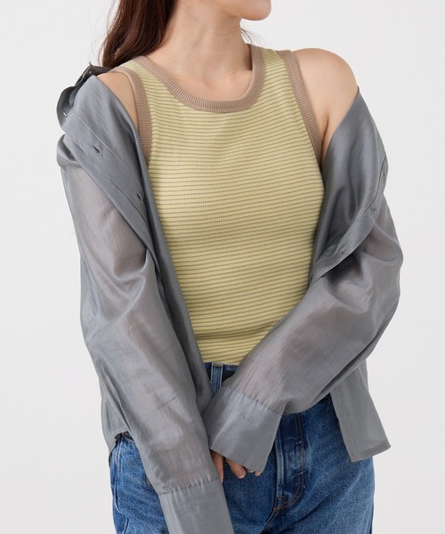 Healthknit(ヘルスニット)の「【Healthknit】26SS Tubular Rib Tanktop カップ付きタンクトップ HR26S-L301(タンクトップ・レディース・ライトベージュ/サックスブルー/ライム・FREE)」の7枚目の写真