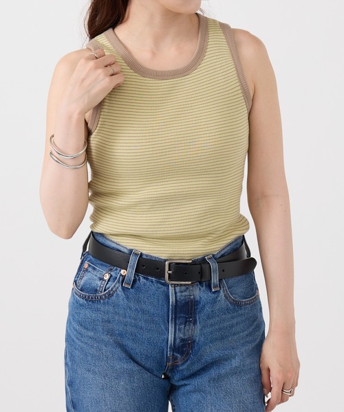 Healthknit(ヘルスニット)の「【Healthknit】26SS Tubular Rib Tanktop カップ付きタンクトップ HR26S-L301(タンクトップ・レディース・ライトベージュ/サックスブルー/ライム・FREE)」の4枚目の写真