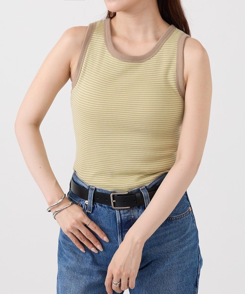 Healthknit(ヘルスニット)の「【Healthknit】26SS Tubular Rib Tanktop カップ付きタンクトップ HR26S-L301(タンクトップ・レディース・ライトベージュ/サックスブルー/ライム・FREE)」の5枚目の写真