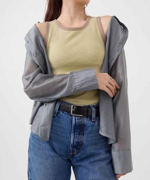Healthknit(ヘルスニット)の「【Healthknit】26SS Tubular Rib Tanktop カップ付きタンクトップ HR26S-L301(タンクトップ・レディース・ライトベージュ/サックスブルー/ライム・FREE)」の6枚目の写真