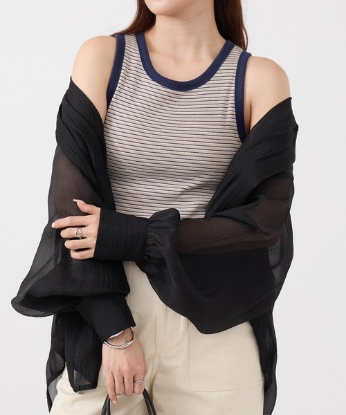 Healthknit(ヘルスニット)の「【Healthknit】26SS Tubular Rib Tanktop カップ付きタンクトップ HR26S-L301(タンクトップ・レディース・ライトベージュ/サックスブルー/ライム・FREE)」の13枚目の写真