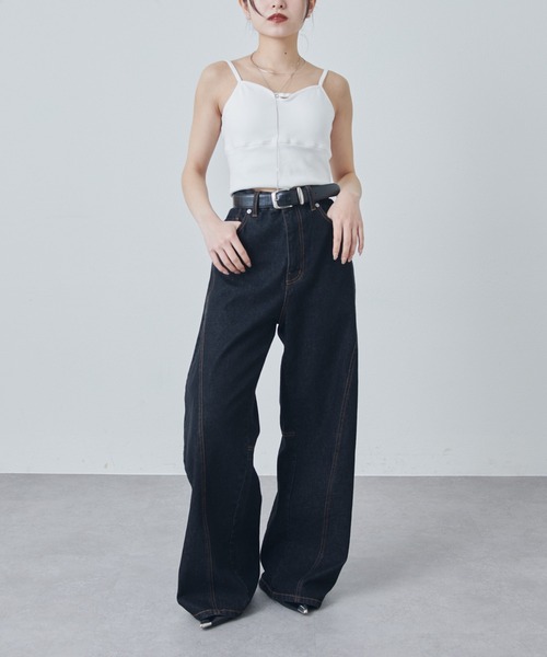 Lui's（ルイス）の「カップ付きカーブタンクトップ（タンクトップ・レディース・アイボリー/ブラック・FREE）」の11枚目の写真