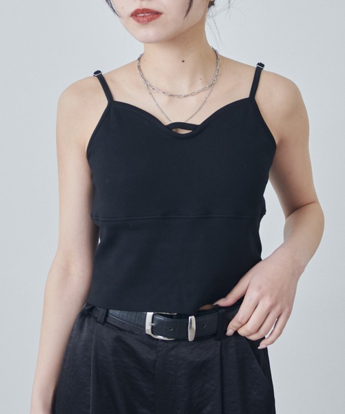 Lui's（ルイス）の「カップ付きカーブタンクトップ（タンクトップ・レディース・アイボリー/ブラック・FREE）」の4枚目の写真