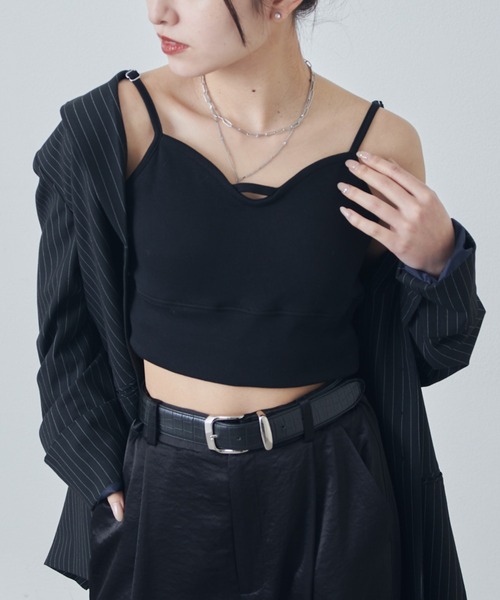 Lui's（ルイス）の「カップ付きカーブタンクトップ（タンクトップ・レディース・アイボリー/ブラック・FREE）」の3枚目の写真