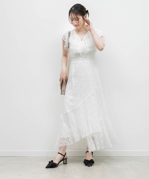 RANDA(ランダ)の「ラッフルカラーレースマーメイドワンピース(ワンピース・レディース・ブラック/ピンク/ホワイト・1/0)」の2枚目の写真