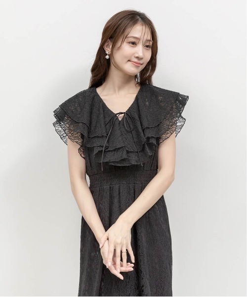 RANDA(ランダ)の「ラッフルカラーレースマーメイドワンピース(ワンピース・レディース・ブラック/ピンク/ホワイト・1/0)」の15枚目の写真