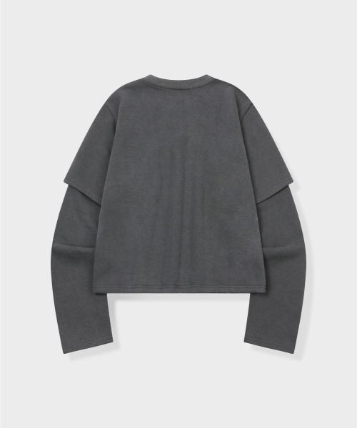 GRUNDEN（グルンデン）の「SIGNATURE LOGO VINTAGE LAYERED TOP (CHARCOAL)（スウェット・レディース・その他・unisex M/unisex L）」の3枚目の写真