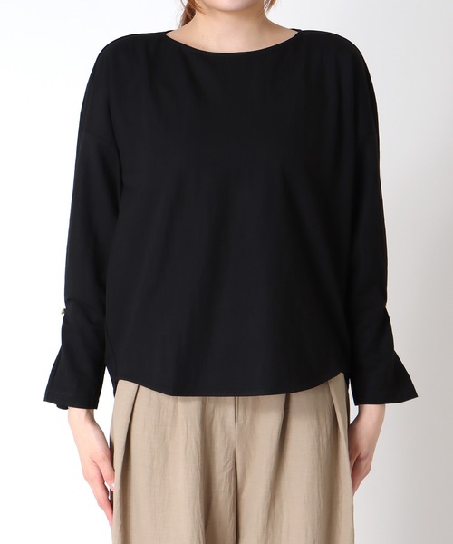 Jines(ジネス)の「ナチュラルスムース綺麗めトップス(Tシャツ/カットソー・レディース・ブラック/オフホワイト/ベージュ・38)」の14枚目の写真