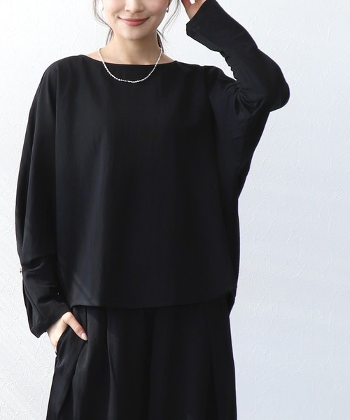 Jines(ジネス)の「ナチュラルスムース綺麗めトップス(Tシャツ/カットソー・レディース・ブラック/オフホワイト/ベージュ・38)」の21枚目の写真