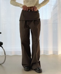 4INT.（フォイント）の「サイドボタン レイヤード ラップ ワイド スラックス パンツ（スラックス）」