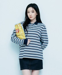 WOMEN STRIPED COLLARED LONG-SLEEVE