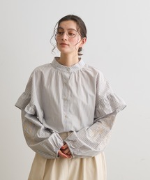 Crisp | ストライプ刺繍ブラウス(シャツ/ブラウス)