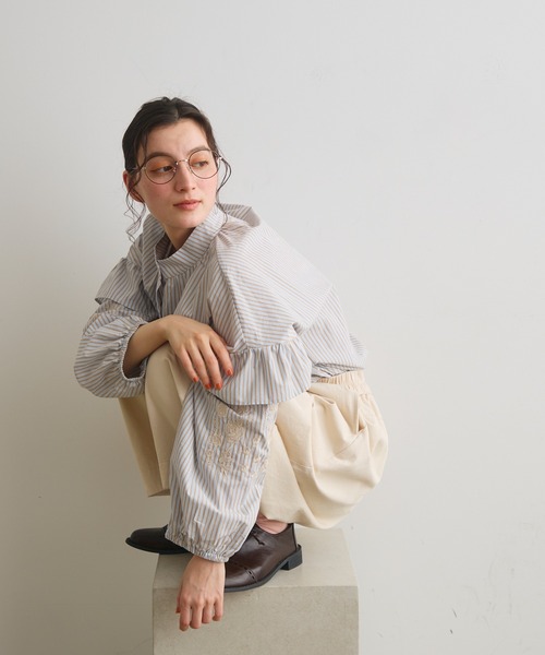 Crisp(クリスプ)の「ストライプ刺繍ブラウス(シャツ/ブラウス・レディース・ブルー/ピンク・FREE)」の12枚目の写真