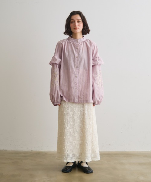 Crisp(クリスプ)の「ストライプ刺繍ブラウス(シャツ/ブラウス・レディース・ブルー/ピンク・FREE)」の13枚目の写真