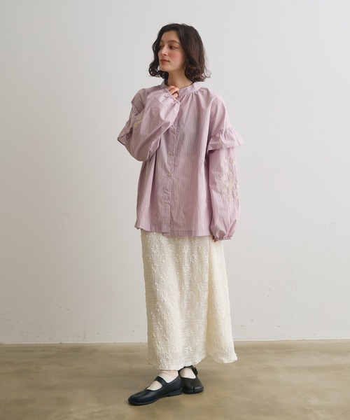 Crisp(クリスプ)の「ストライプ刺繍ブラウス(シャツ/ブラウス・レディース・ブルー/ピンク・FREE)」の14枚目の写真