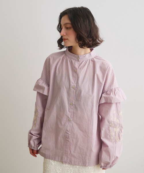 Crisp(クリスプ)の「ストライプ刺繍ブラウス(シャツ/ブラウス・レディース・ブルー/ピンク・FREE)」の18枚目の写真