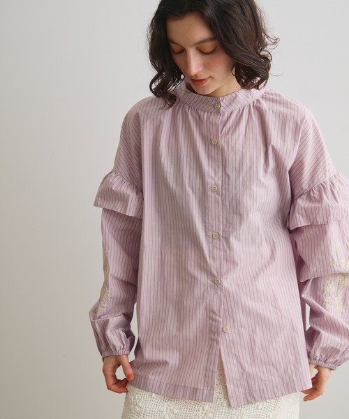 Crisp(クリスプ)の「ストライプ刺繍ブラウス(シャツ/ブラウス・レディース・ブルー/ピンク・FREE)」の19枚目の写真