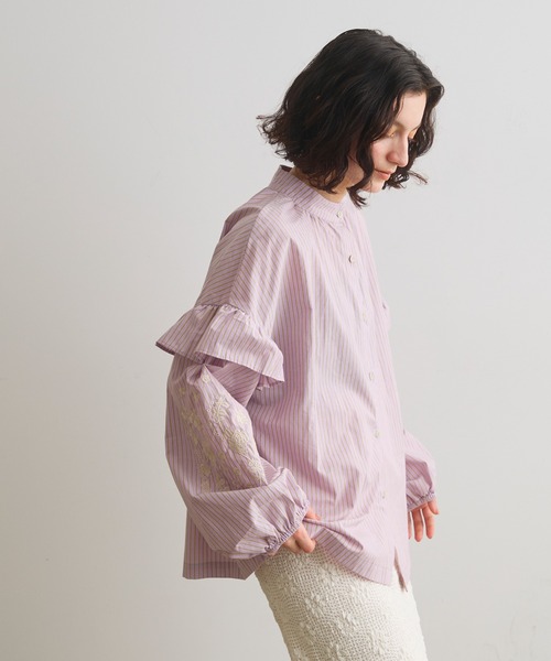 Crisp(クリスプ)の「ストライプ刺繍ブラウス(シャツ/ブラウス・レディース・ブルー/ピンク・FREE)」の21枚目の写真