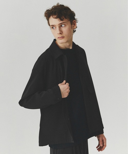 PUBLIC TOKYO（パブリックトウキョウ）の「【大人気昨年SS完売アイテム】TRIXIONウーリーシャツブルゾン /セットアップ対応/春服/即完アイテム/防シワ（ブルゾン・メンズ・ブラック/ベージュ・2/1）」の2枚目の写真