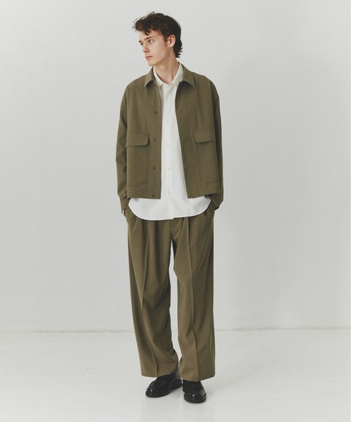 PUBLIC TOKYO（パブリックトウキョウ）の「【大人気昨年SS完売アイテム】TRIXIONウーリーシャツブルゾン /セットアップ対応/春服/即完アイテム/防シワ（ブルゾン・メンズ・ブラック/ベージュ・2/1）」の3枚目の写真