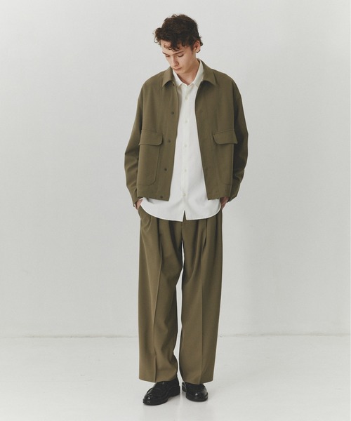 PUBLIC TOKYO（パブリックトウキョウ）の「【大人気昨年SS完売アイテム】TRIXIONウーリーシャツブルゾン /セットアップ対応/春服/即完アイテム/防シワ（ブルゾン・メンズ・ブラック/ベージュ・2/1）」の4枚目の写真