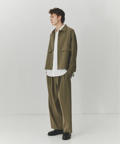 PUBLIC TOKYO（パブリックトウキョウ）の「【大人気昨年SS完売アイテム】TRIXIONウーリーシャツブルゾン /セットアップ対応/春服/即完アイテム/防シワ（ブルゾン・メンズ・ブラック/ベージュ・2/1）」の5枚目の写真