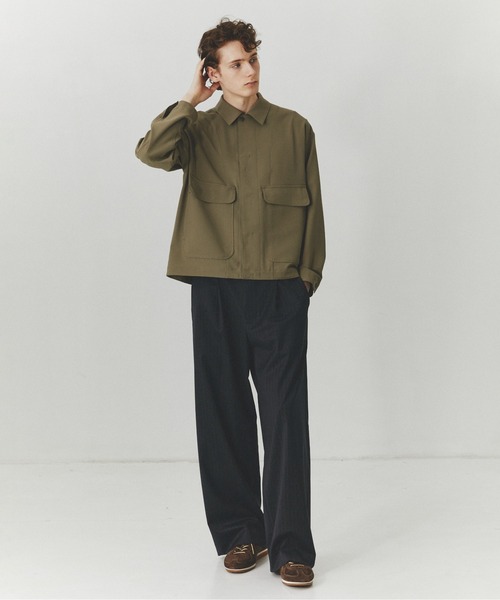 PUBLIC TOKYO（パブリックトウキョウ）の「【大人気昨年SS完売アイテム】TRIXIONウーリーシャツブルゾン /セットアップ対応/春服/即完アイテム/防シワ（ブルゾン・メンズ・ブラック/ベージュ・2/1）」の9枚目の写真