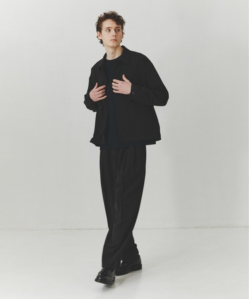 PUBLIC TOKYO（パブリックトウキョウ）の「【大人気昨年SS完売アイテム】TRIXIONウーリーシャツブルゾン /セットアップ対応/春服/即完アイテム/防シワ（ブルゾン・メンズ・ブラック/ベージュ・2/1）」の11枚目の写真