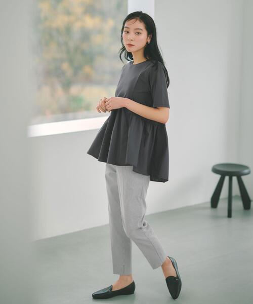 OPAQUE.CLIP（オペークドットクリップ）の「ペプラムドッキングカットソー【洗濯機OK】（Tシャツ/カットソー・レディース・チャコールグレー/ブラウン系/ブラック/ホワイト・40/38/36/42）」の19枚目の写真