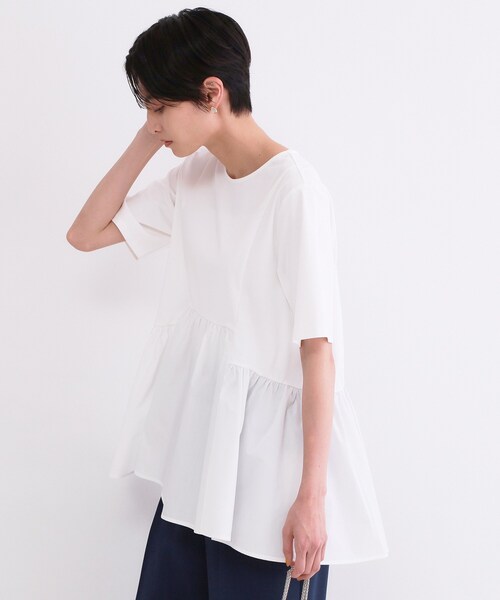 OPAQUE.CLIP（オペークドットクリップ）の「ペプラムドッキングカットソー【洗濯機OK】（Tシャツ/カットソー・レディース・チャコールグレー/ブラウン系/ブラック/ホワイト・40/38/36/42）」の21枚目の写真