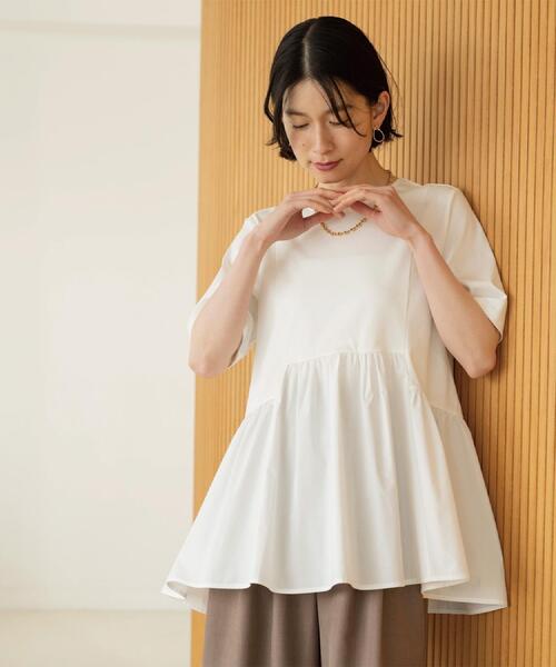 OPAQUE.CLIP（オペークドットクリップ）の「ペプラムドッキングカットソー【洗濯機OK】（Tシャツ/カットソー・レディース・チャコールグレー/ブラウン系/ブラック/ホワイト・40/38/36/42）」の12枚目の写真