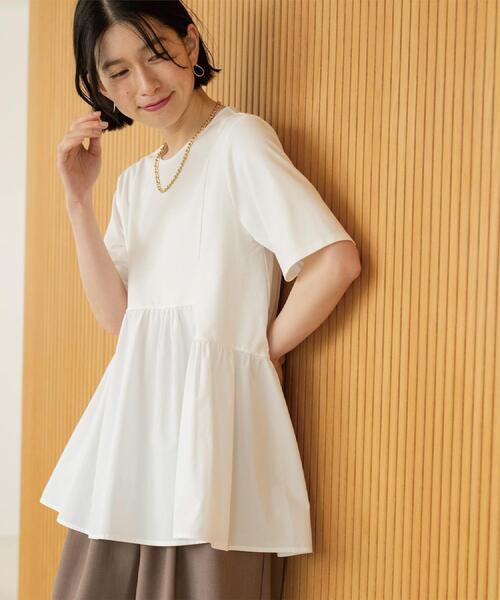 OPAQUE.CLIP（オペークドットクリップ）の「ペプラムドッキングカットソー【洗濯機OK】（Tシャツ/カットソー・レディース・チャコールグレー/ブラウン系/ブラック/ホワイト・40/38/36/42）」の13枚目の写真