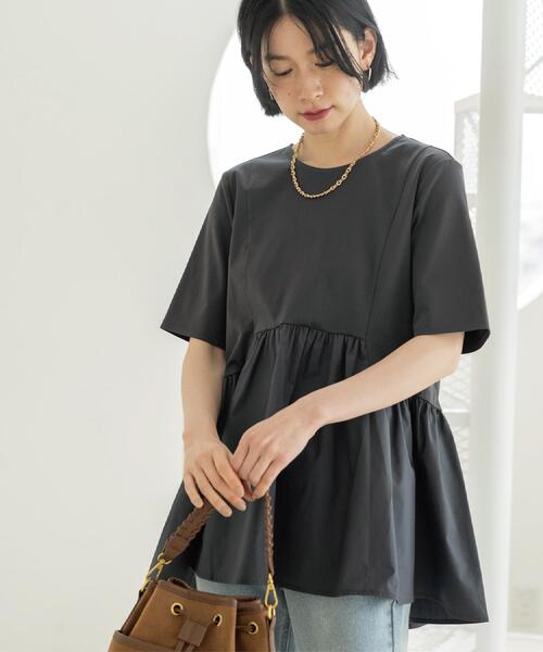 OPAQUE.CLIP（オペークドットクリップ）の「ペプラムドッキングカットソー【洗濯機OK】（Tシャツ/カットソー・レディース・チャコールグレー/ブラウン系/ブラック/ホワイト・40/38/36/42）」の15枚目の写真