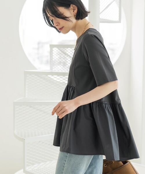 OPAQUE.CLIP（オペークドットクリップ）の「ペプラムドッキングカットソー【洗濯機OK】（Tシャツ/カットソー・レディース・チャコールグレー/ブラウン系/ブラック/ホワイト・40/38/36/42）」の17枚目の写真