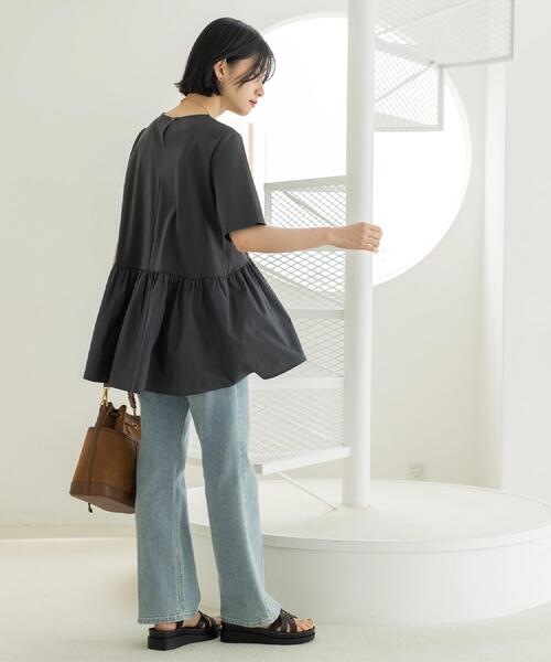 OPAQUE.CLIP（オペークドットクリップ）の「ペプラムドッキングカットソー【洗濯機OK】（Tシャツ/カットソー・レディース・チャコールグレー/ブラウン系/ブラック/ホワイト・40/38/36/42）」の21枚目の写真