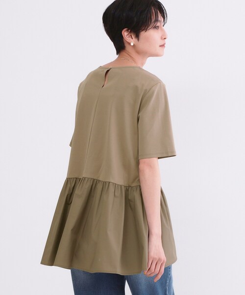 OPAQUE.CLIP（オペークドットクリップ）の「ペプラムドッキングカットソー【洗濯機OK】（Tシャツ/カットソー・レディース・チャコールグレー/ブラウン系/ブラック/ホワイト・40/38/36/42）」の6枚目の写真